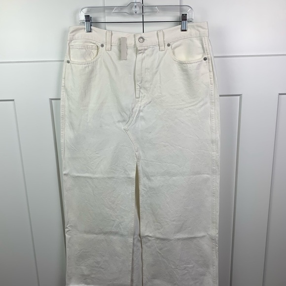 NWT Madewell Size 33 The Rilee Denim Midi Skirt White Modest Minimalist - Picture 4 of 10